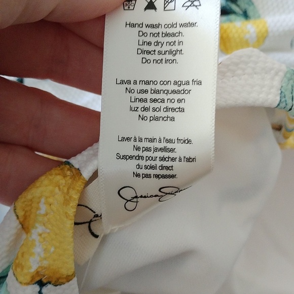 Jessica Simpson Women's  One Piece Swimsuit Tie Waist Maillot, Lemons, Large - Picture 8 of 10